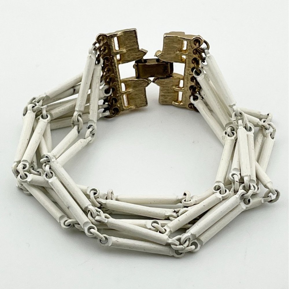 Vintage white chain link multi strand bracelet